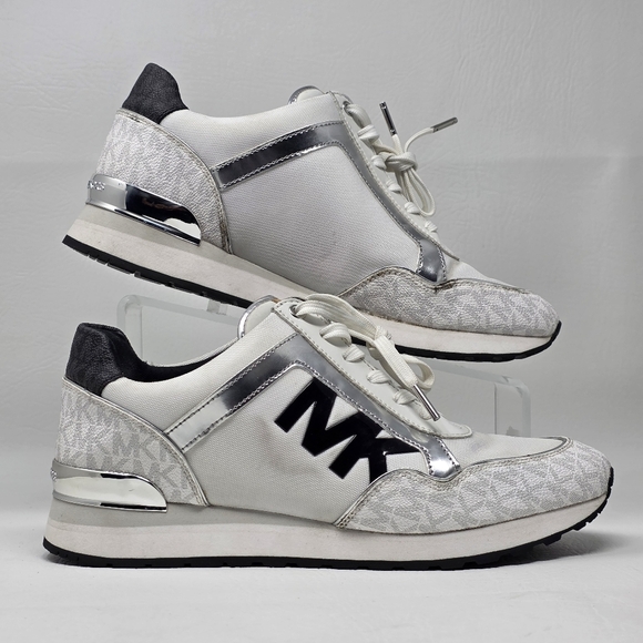 MICHAEL KORS Women's MADDY Two-Tone Logo Trainer Sneakers Size 10 Pre-owned - Picture 2 of 10